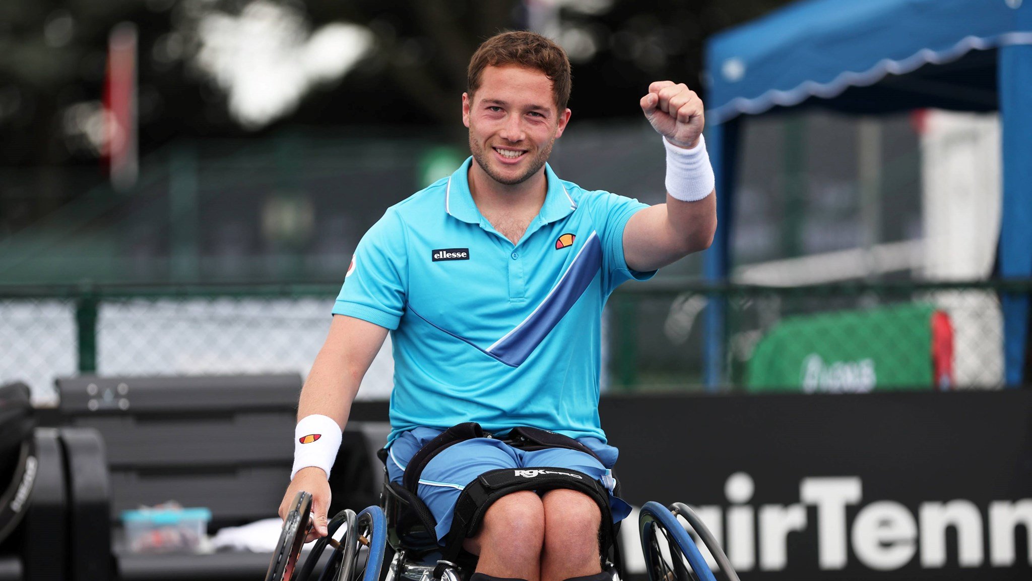 Alfie Hewett celebrates winning the men's singles title at the Lexus British Open