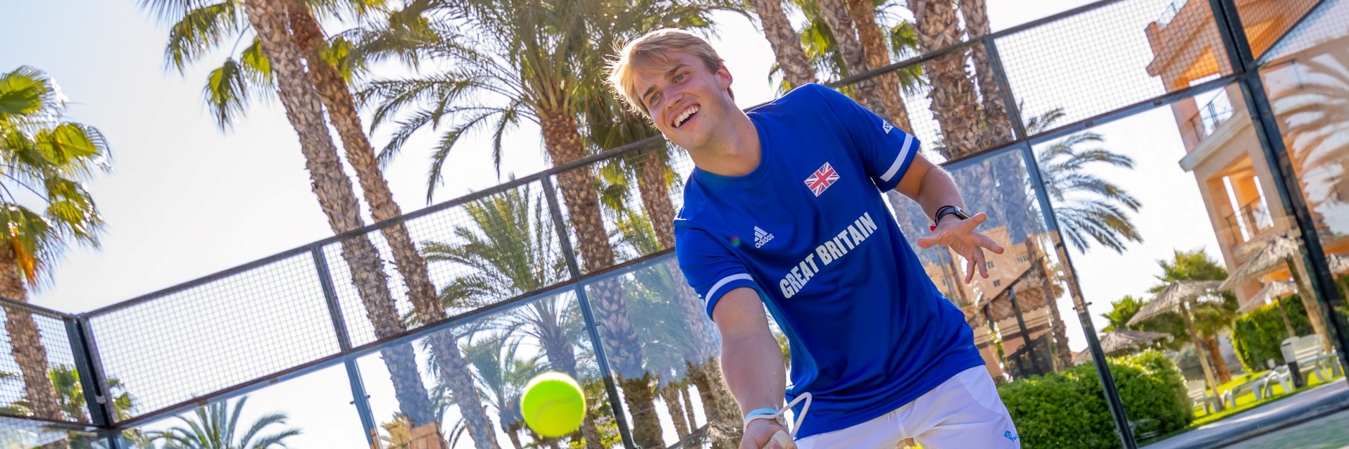 Sam Jones of Great Britain pictured in action on Padel courts