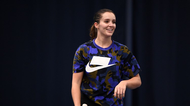 Laura Robson pictured in training ahead of the London Padel Open held at the National Tennis Centre