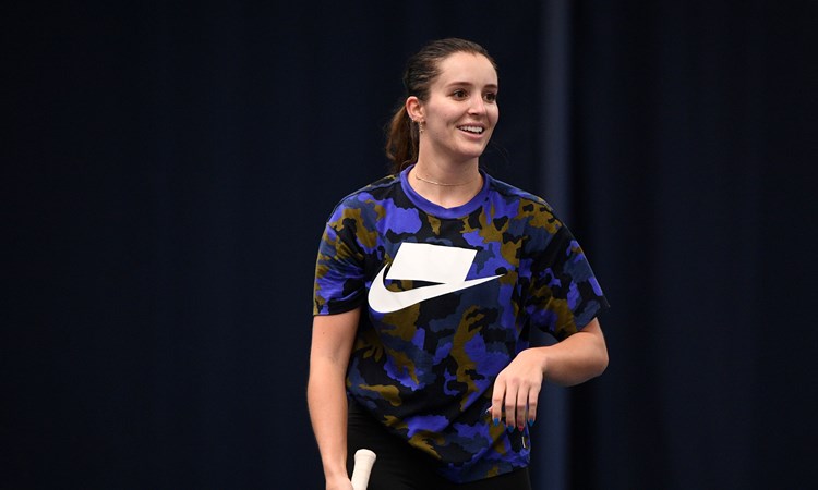 Laura Robson pictured in training ahead of the London Padel Open held at the National Tennis Centre