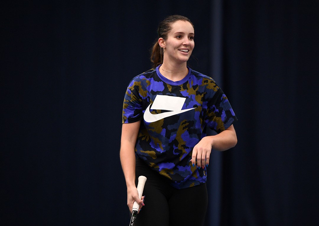 Laura Robson pictured in training ahead of the London Padel Open held at the National Tennis Centre