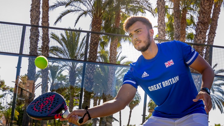 Louie Harris of Great Britain pictured in action on the Padel courts