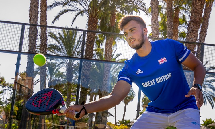 Louie Harris of Great Britain pictured in action on the Padel courts