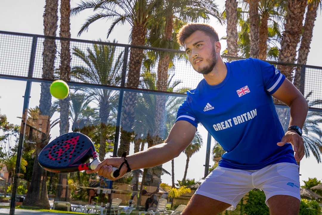 Louie Harris of Great Britain pictured in action on the Padel courts