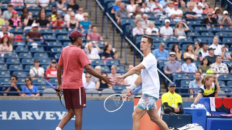 Rajeev Ram and Joe Salisbury celebrating a semi-final win at the National Bank Open in Toronto