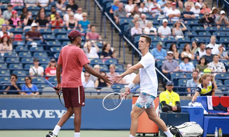 Rajeev Ram and Joe Salisbury celebrating a semi-final win at the National Bank Open in Toronto