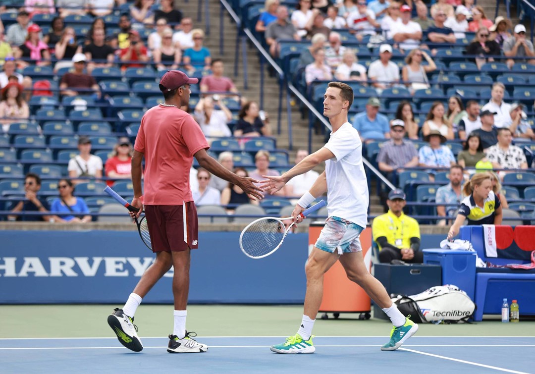 Rajeev Ram and Joe Salisbury celebrating a semi-final win at the National Bank Open in Toronto