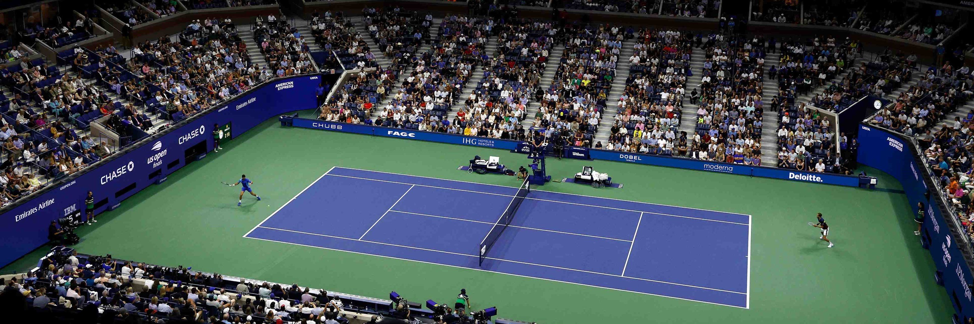 A general view of the court at Arthur Ashe stadium in New York