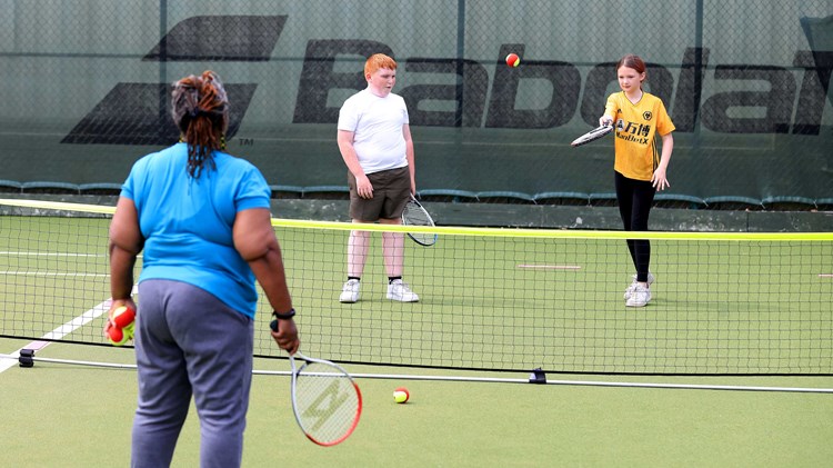 SERVES session during day two of the Rothesay Classic Birmingham at Edgbaston Priory Club on June 18, 2023 in Birmingham, England.