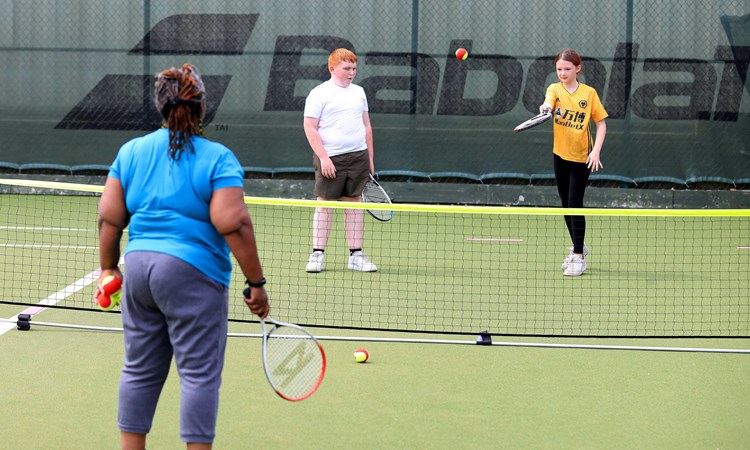 SERVES session during day two of the Rothesay Classic Birmingham at Edgbaston Priory Club on June 18, 2023 in Birmingham, England.