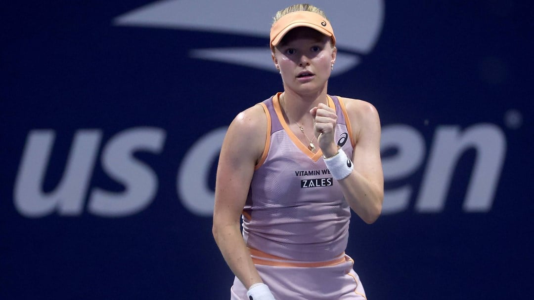 Harriet Dart gives a fist pump in her opening round win at the 2024 US Open