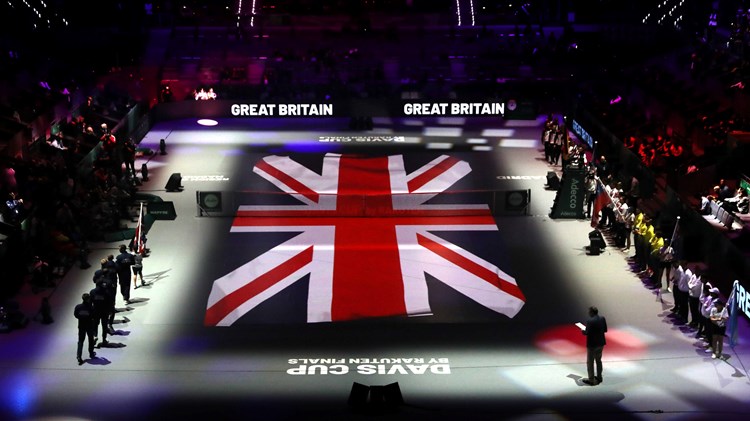 The British flag on court at the 2021 Davis Cup Finals