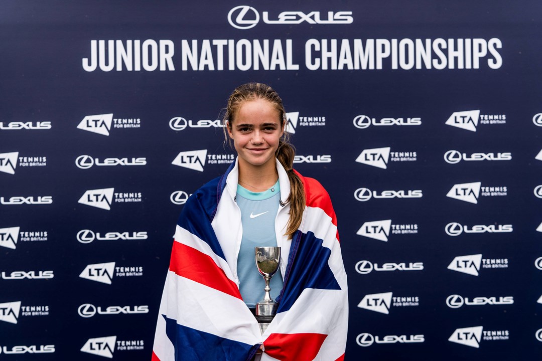 14U Lexus Junior National Champion Megan Knight holding the girls' singles title