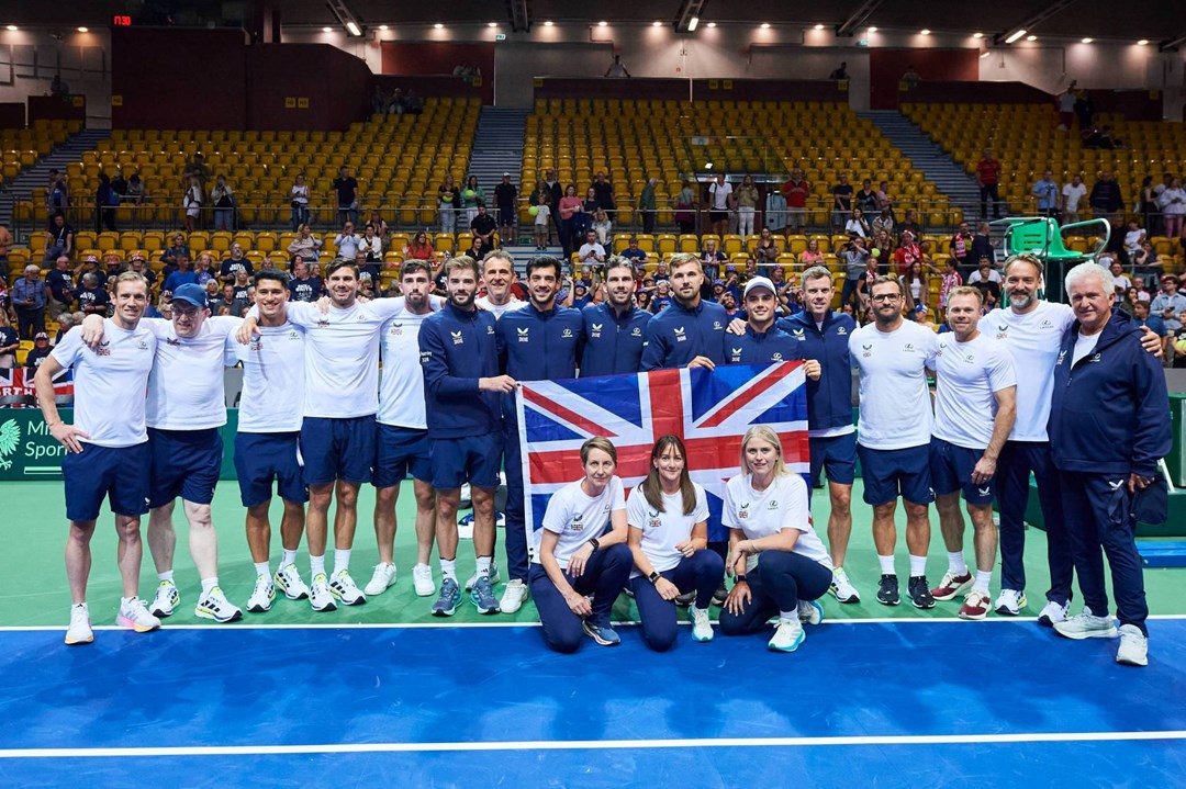 The Lexus GB Davis Cup team celebrate a victory over Poland
