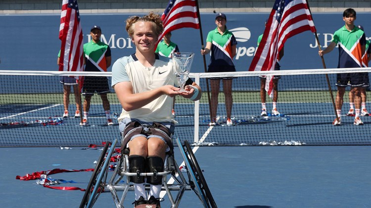 Ben Bartram photographed during the trophy presentation at the 2022 US Open