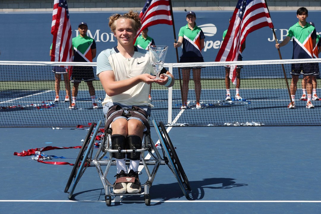 Ben Bartram photographed during the trophy presentation at the 2022 US Open