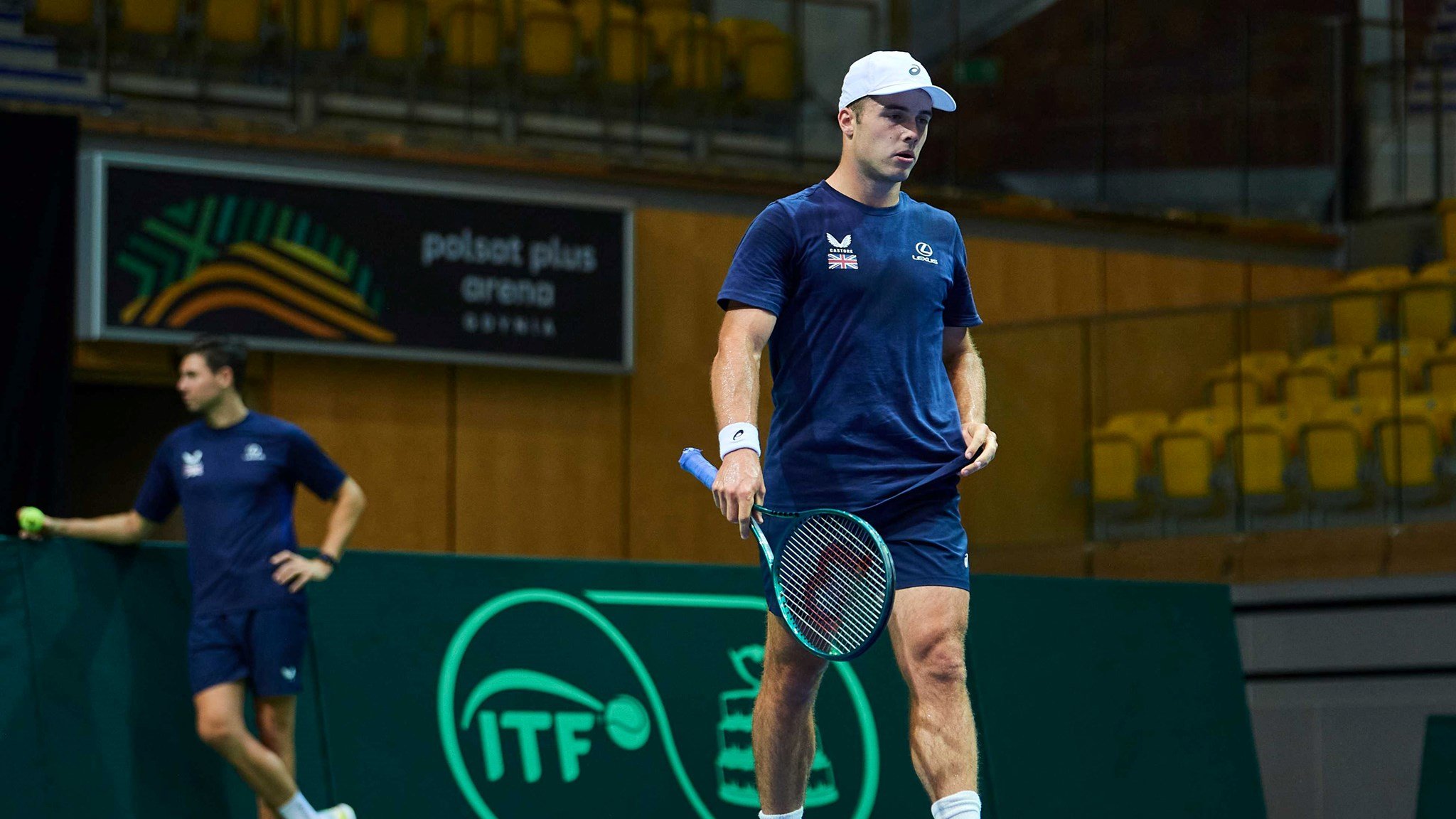Arthur Fery on court training ahead of his Davis Cup debut