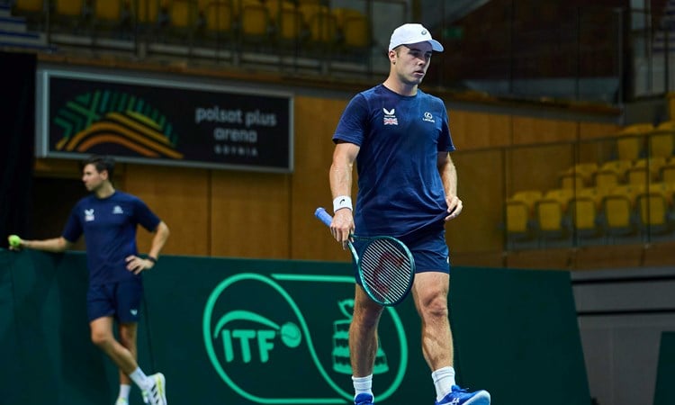 Arthur Fery on court training ahead of his Davis Cup debut
