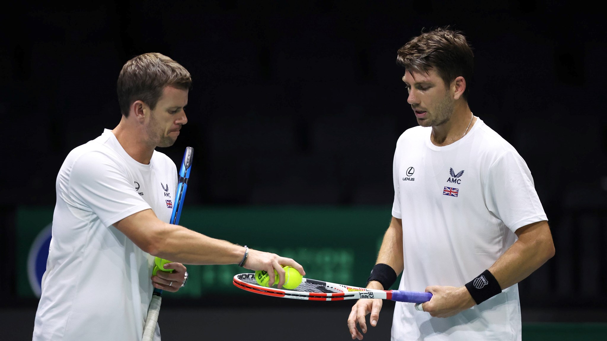 Leon Smith and Cam Norrie in Davis Cup training in Manchester