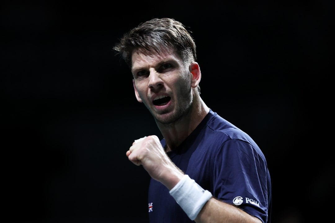 Cam Norrie gives a fist pump in the 2023 Davis Cup Finals