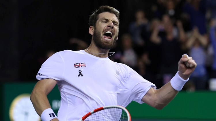 Cam Norrie celebrates a comeback victory over Taylor Fritz at the Davis Cup Finals 2022