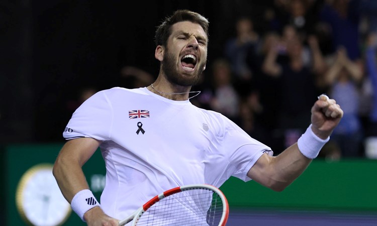 Cam Norrie celebrates a comeback victory over Taylor Fritz at the Davis Cup Finals 2022