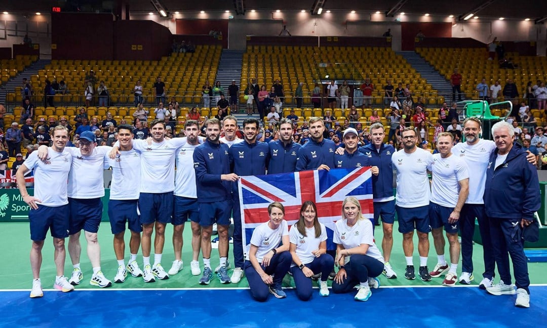 The Lexus GB Davis Cup team celebrate a victory over Poland