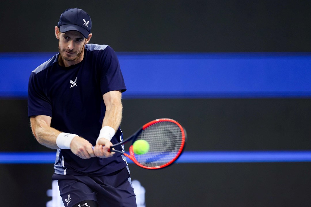 Andy Murray hitting a backhand on court at the China Open