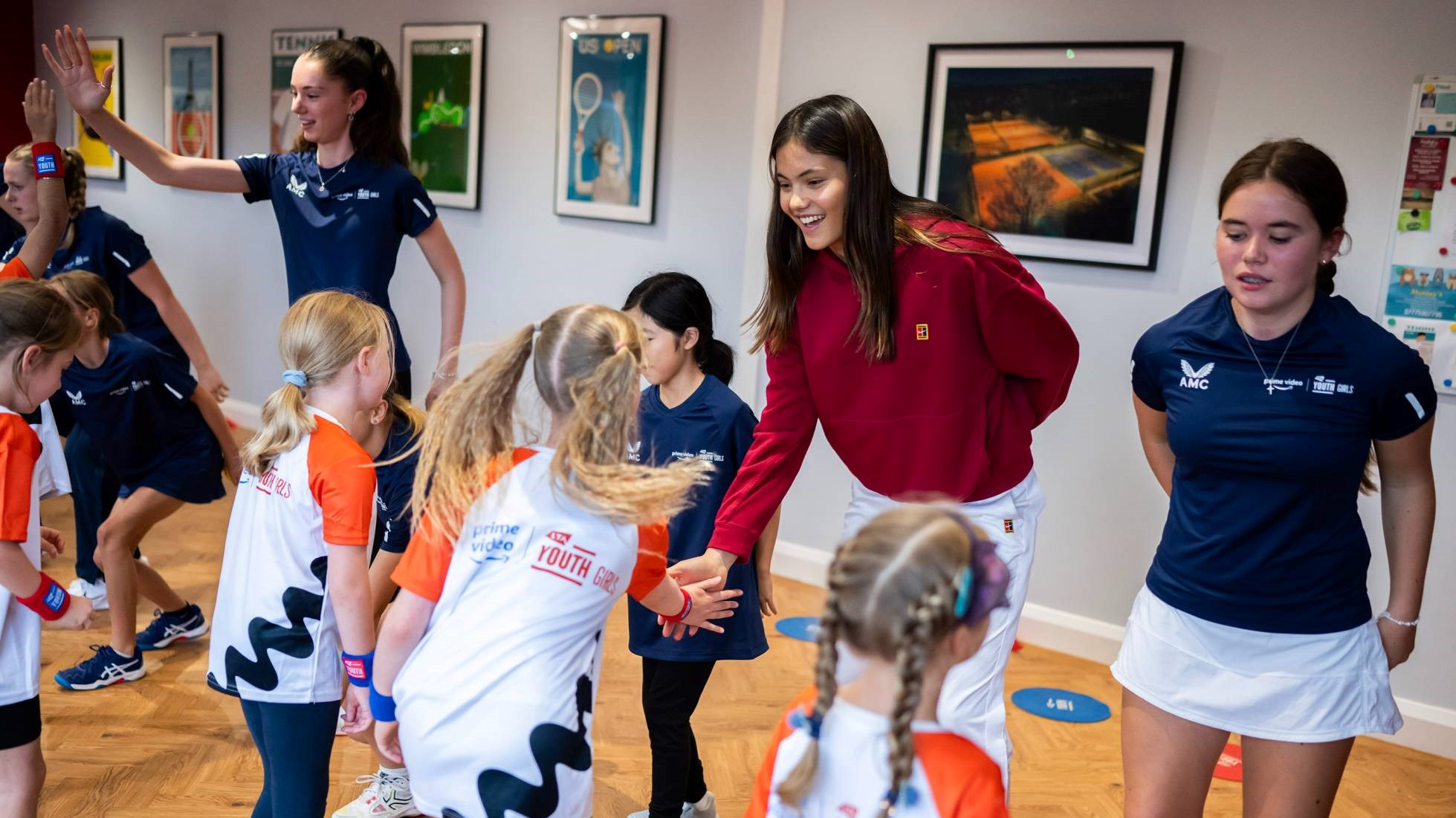 Emma Raducanu taking part in a Prime Video LTA Youth Girls session in Brighton