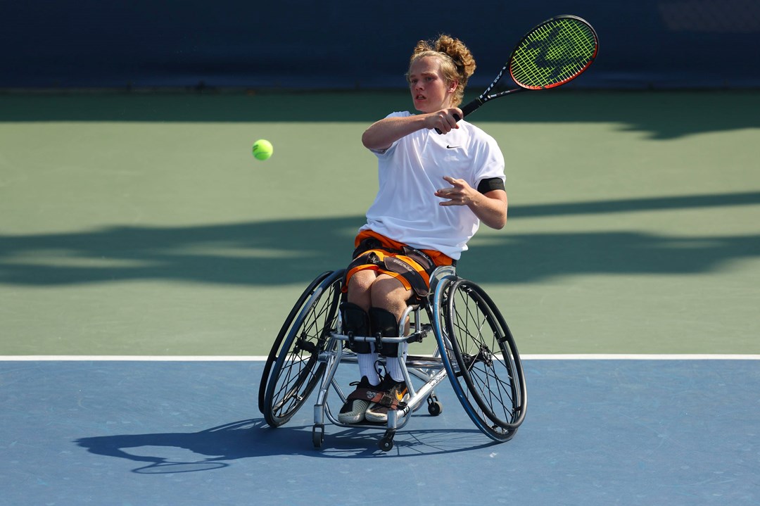 Ben Bartram in action at the 2022 Junior US Open Wheelchair tennis event