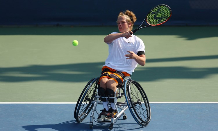 Ben Bartram in action at the 2022 Junior US Open Wheelchair tennis event