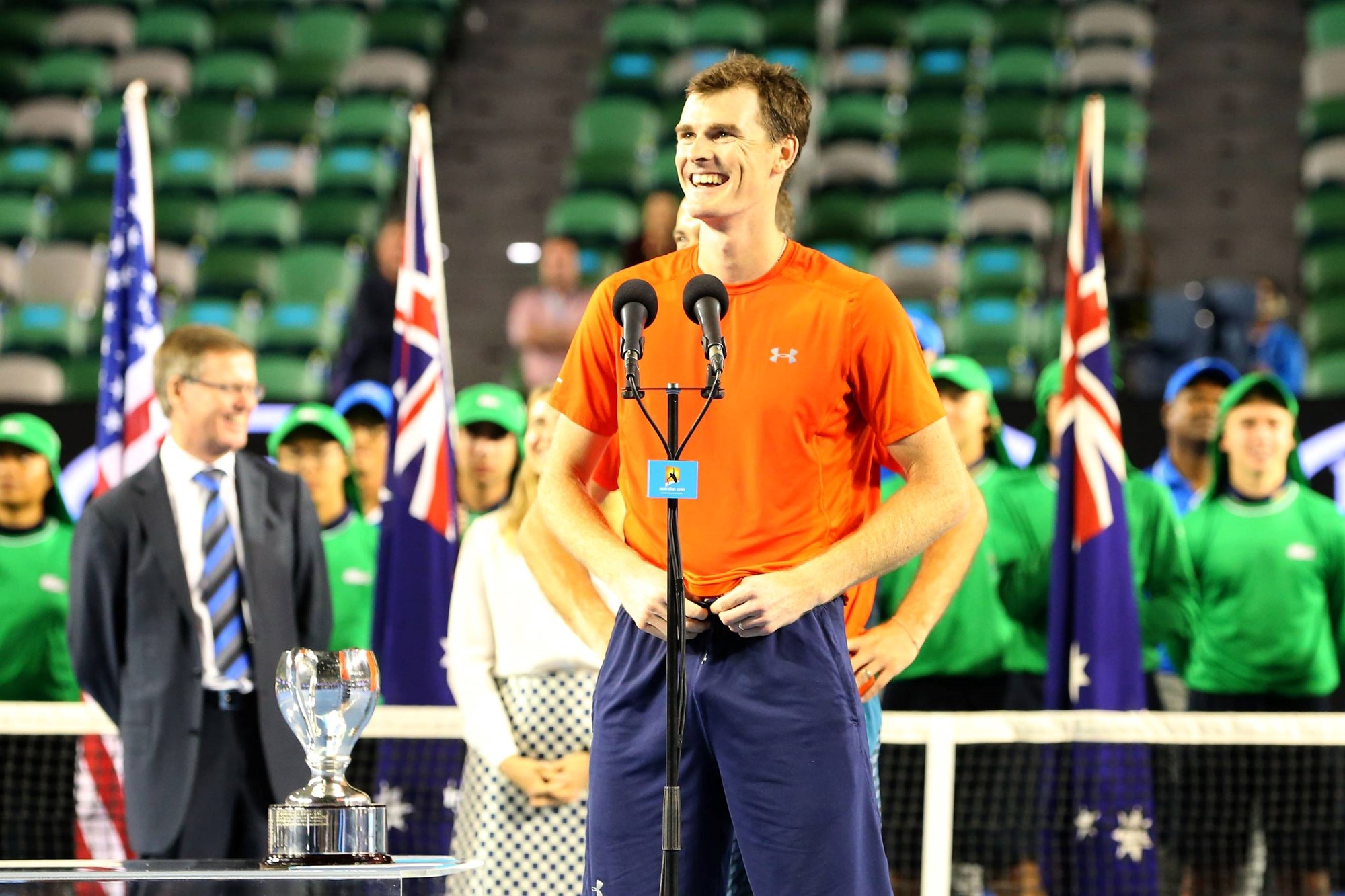 Jamie Murray gives his winners speech at the 2016 Australian Open final