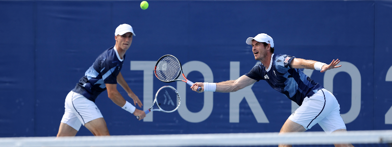 Andy Murray and Joe Salisbury competing in doubles at the 2020 Olympics