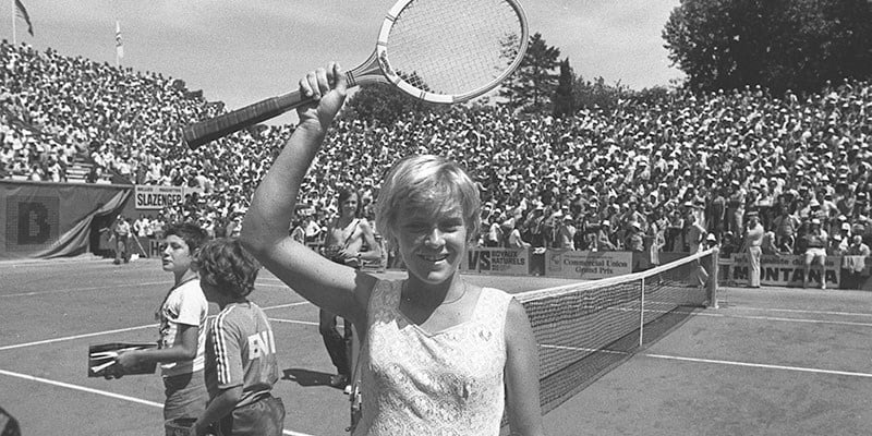 Sue Barker at Roland Garros