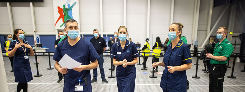 Staff working at the Manchester vaccination centre