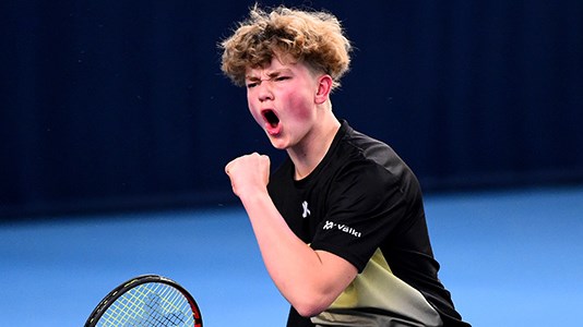 Ben Bartham celebrates with a fist pump during the 2020 wheelchair team battle