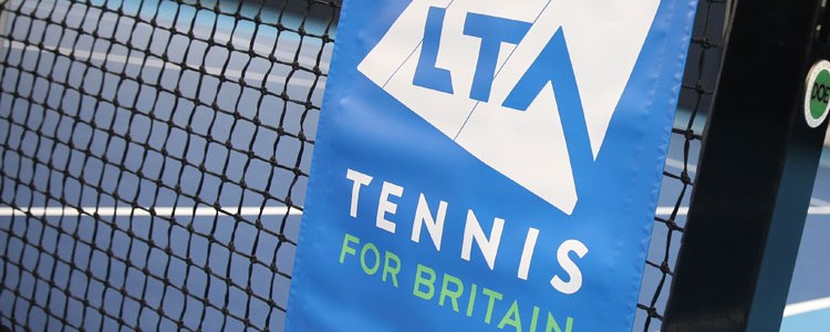 tennis net with LTA branding on