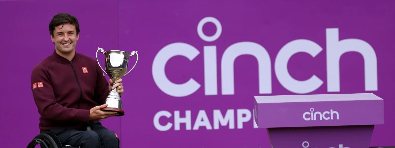 Gordon Reid at the 2021 Cinch championships with his trophy