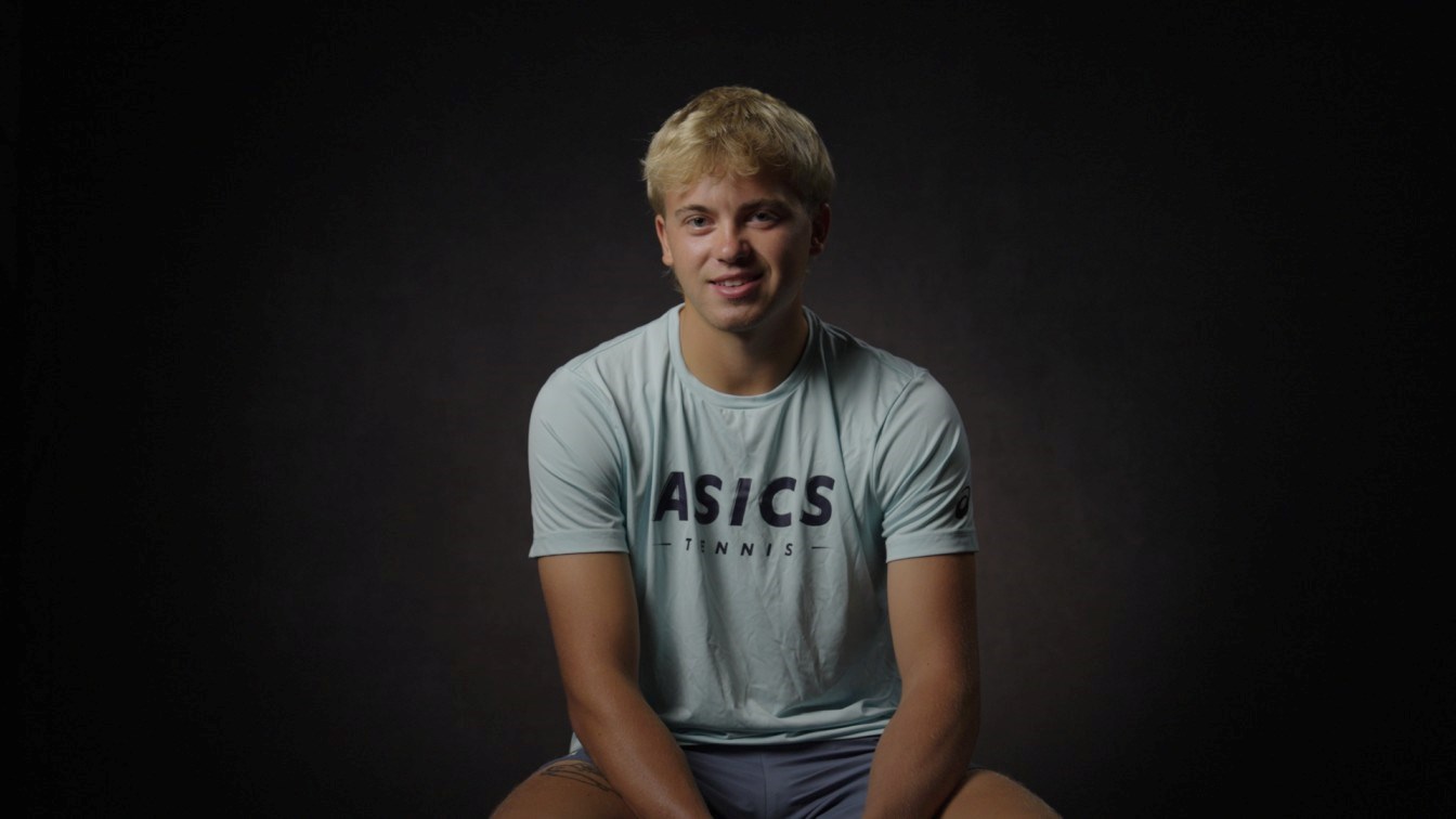 Felix Gill in filming for Beyond the Baseline documentary series