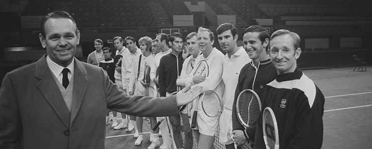 Rod Laver with a group of other tennis players