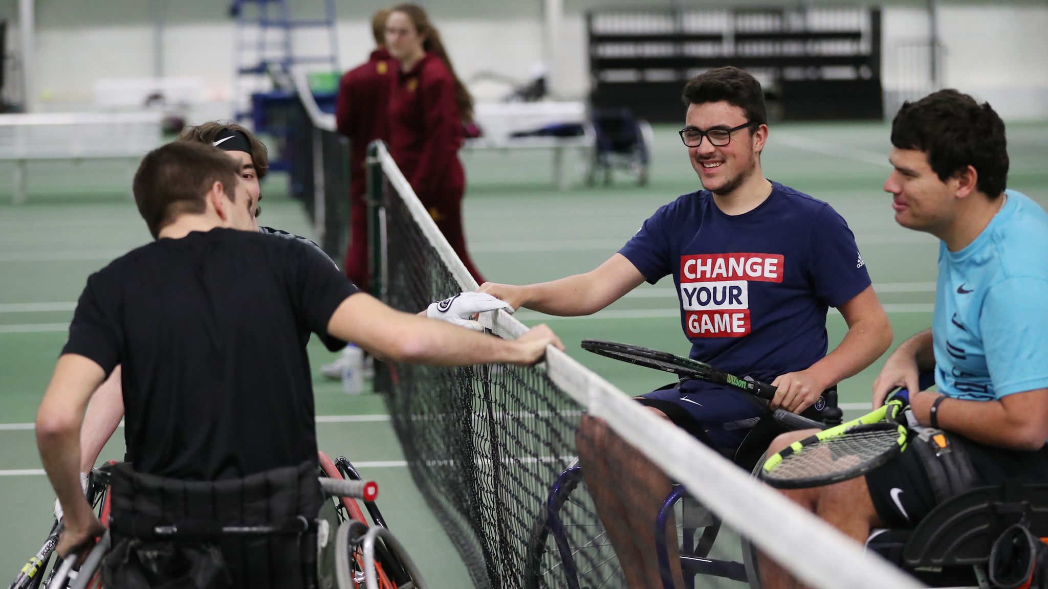 Players chatting across the net