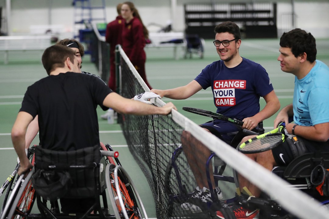 Players chatting across the net