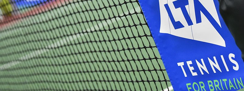 Tennis net with LTA logo