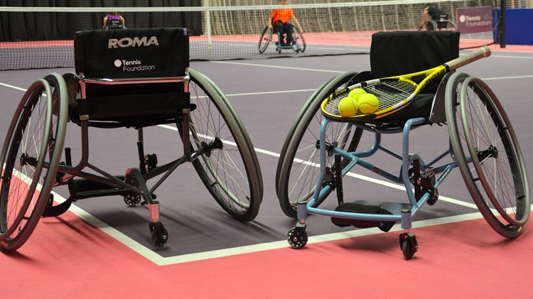 The new affordable grass roots tennis wheelchair launched by the Tennis Foundation and ROMA Sport
