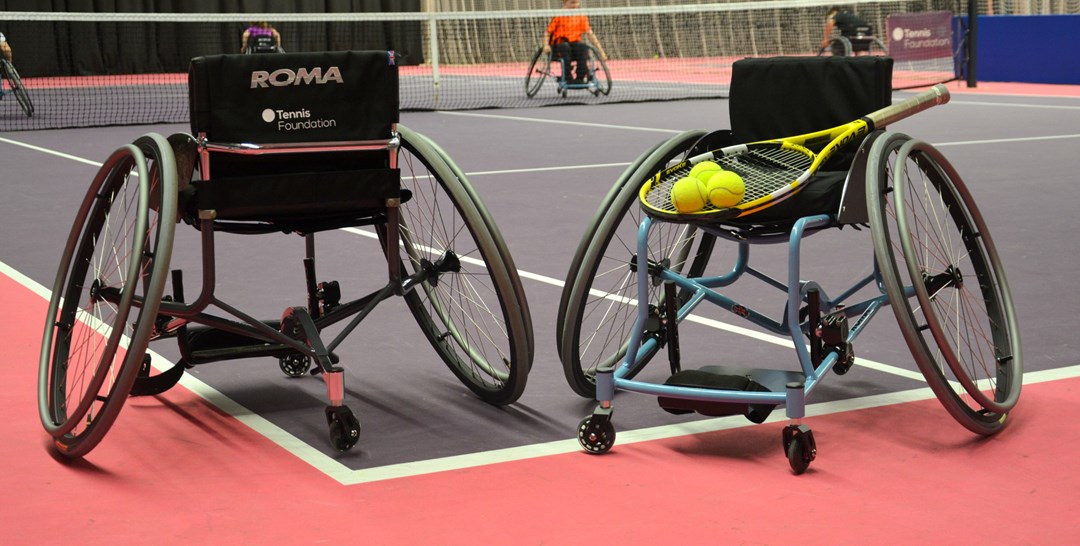 The new affordable grass roots tennis wheelchair launched by the Tennis Foundation and ROMA Sport