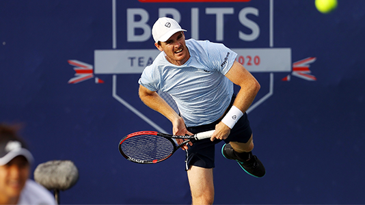 Jamie Murray and Heather Watson on court at the Battle of the Brits