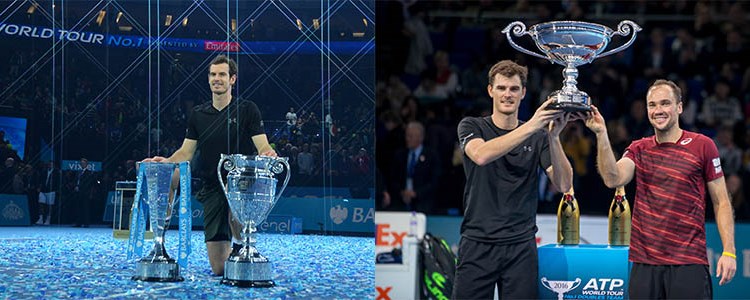 Andy and Jamie Murray celebrating their separate wins