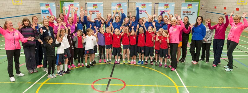 A group shot of the Miss Hits group in Edinburgh with Judy Murray