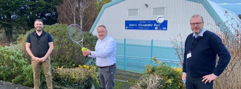 Darren Millar, MS for Clwyd West, visited the James Alexander Barr community indoor tennis centre