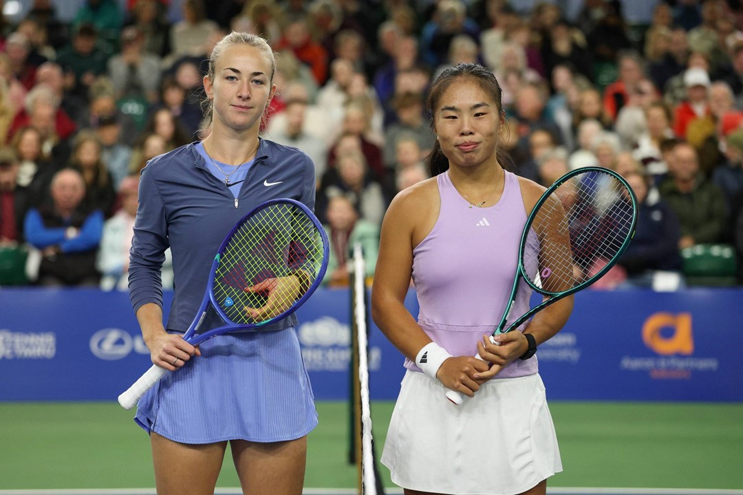 Mika Stojsavljevic and Mimi Xu ahead of the women's singles final at the Lexus Wrexham Open
